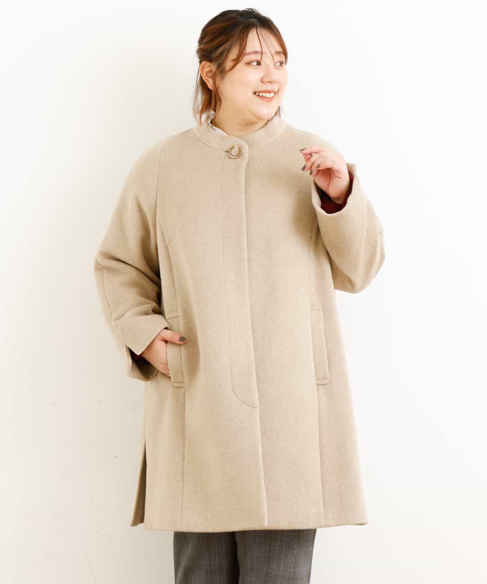 OLULM01260 eur3(エウルキューブ) 【大きいサイズ】ウール混クラシックコート ベージュ(82)