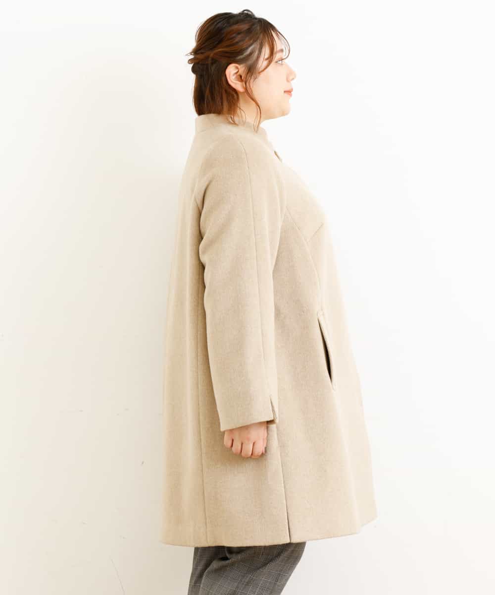OLULM01260 eur3(エウルキューブ) 【大きいサイズ】ウール混クラシックコート ベージュ(82)