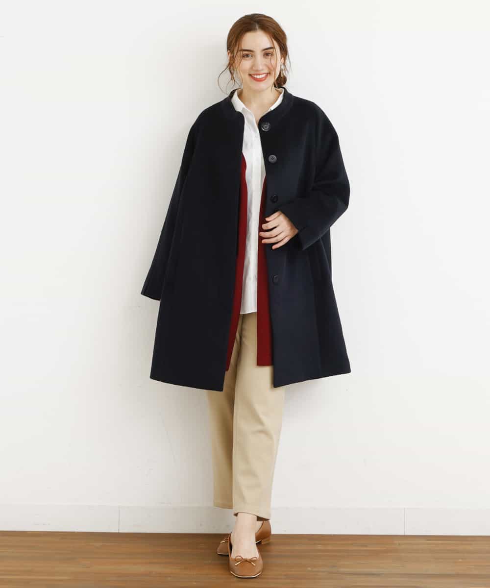 OLULM01260 eur3(エウルキューブ) 【大きいサイズ】ウール混クラシックコート ブラック(94)