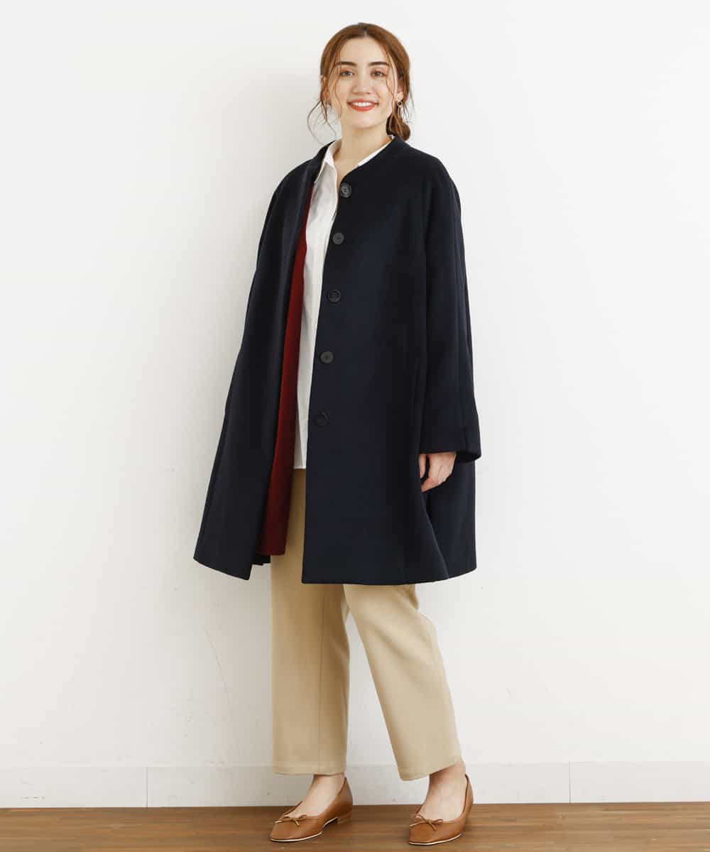 OLULM01260 eur3(エウルキューブ) 【大きいサイズ】ウール混クラシックコート ブラック(94)