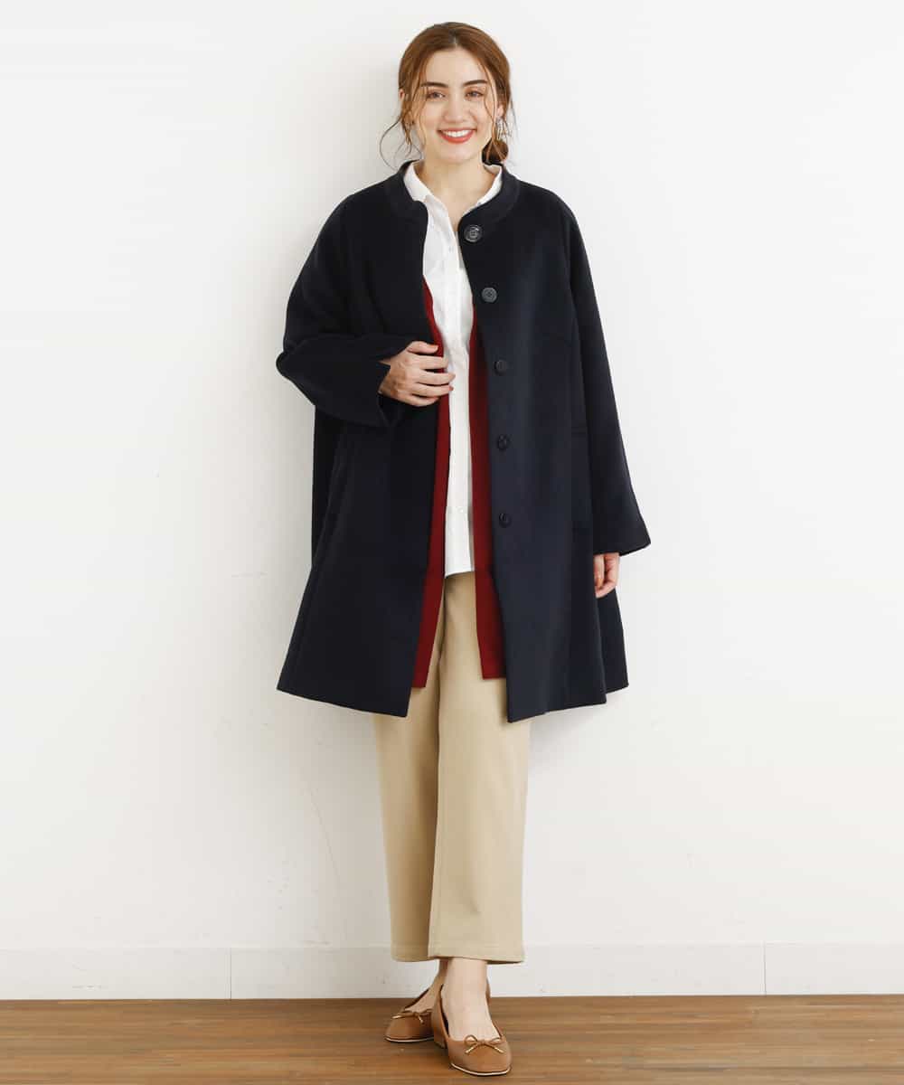 OLULM01260 eur3(エウルキューブ) 【大きいサイズ】ウール混クラシックコート ブラック(94)