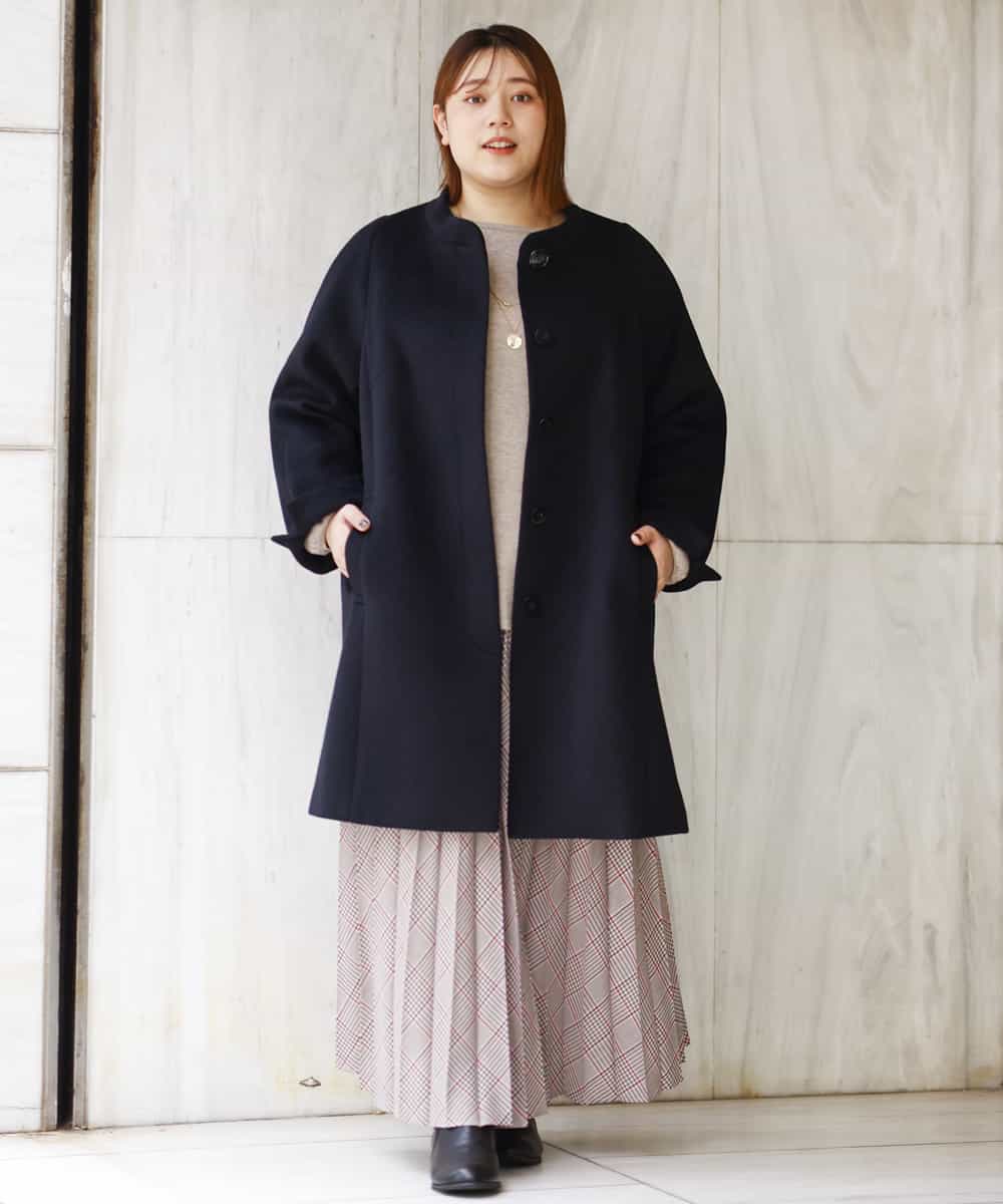 OLULM01260 eur3(エウルキューブ) 【大きいサイズ】ウール混クラシックコート ブラック(94)