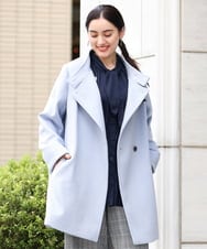 OLULP01270 eur3(エウルキューブ) 【大きいサイズ】カシミヤ混ロングコート ライトブルー(50)