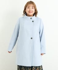 OLULP01270 eur3(エウルキューブ) 【大きいサイズ】カシミヤ混ロングコート ライトブルー(50)