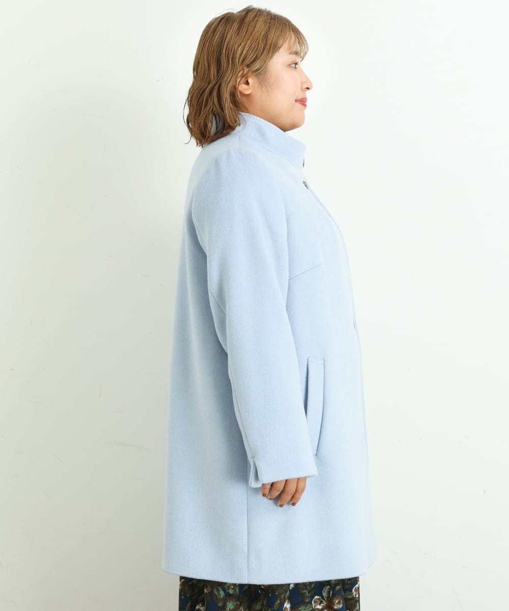OLULP01270 eur3(エウルキューブ) 【大きいサイズ】カシミヤ混ロングコート ライトブルー(50)