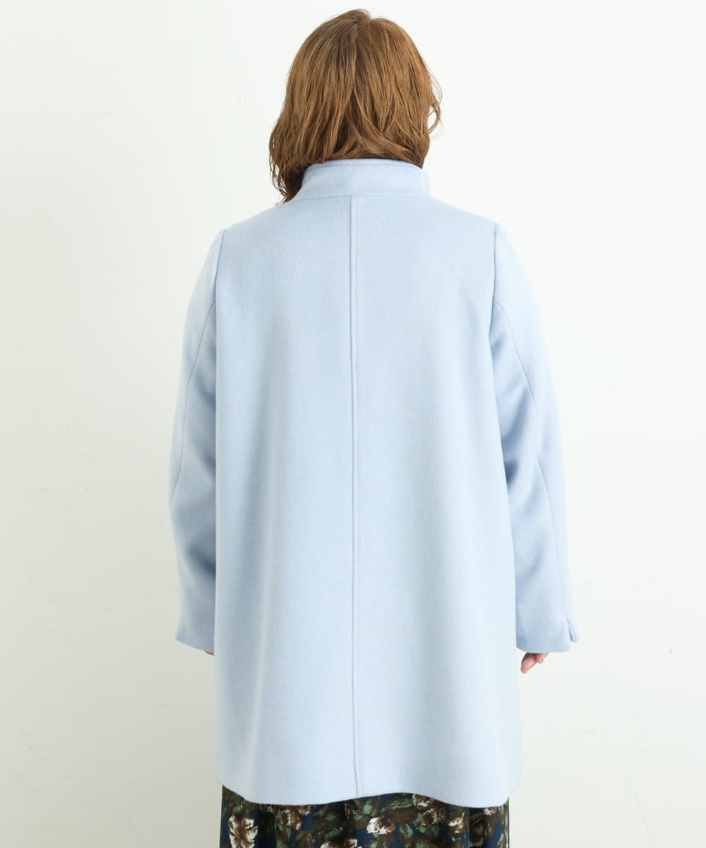 OLULP01270 eur3(エウルキューブ) 【大きいサイズ】カシミヤ混ロングコート ライトブルー(50)