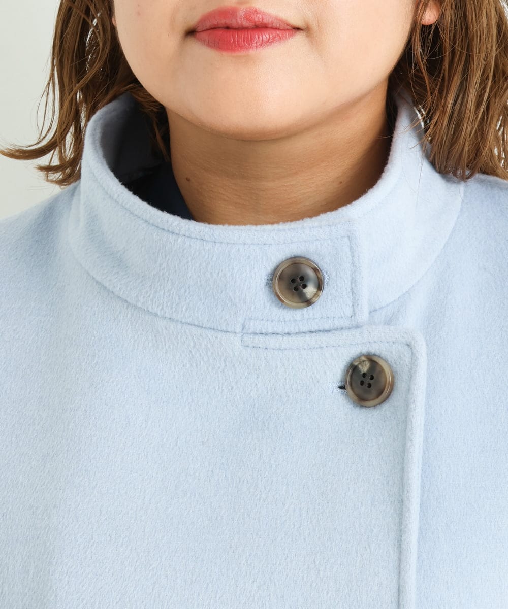 OLULP01270 eur3(エウルキューブ) 【大きいサイズ】カシミヤ混ロングコート ライトブルー(50)