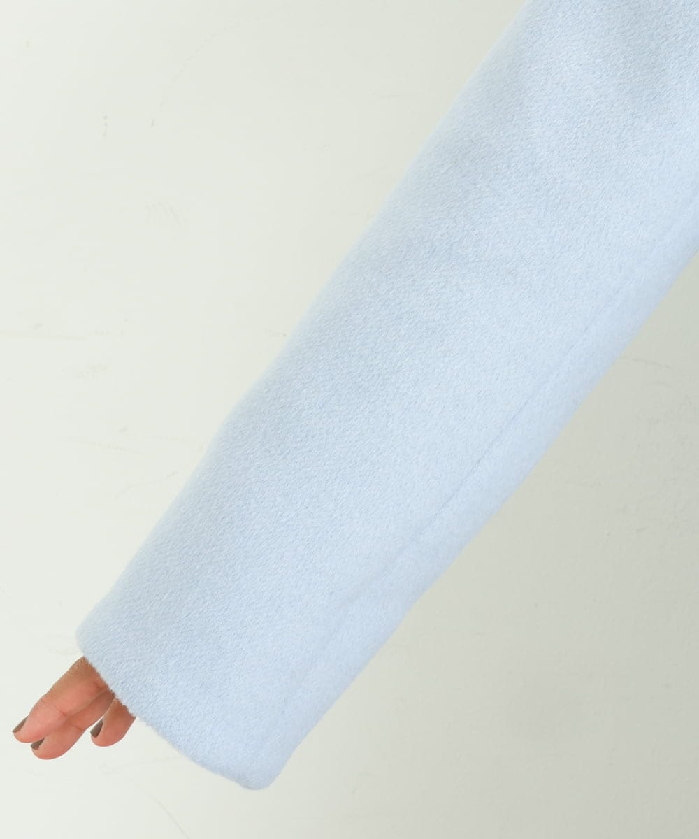 OLULP01270 eur3(エウルキューブ) 【大きいサイズ】カシミヤ混ロングコート ライトブルー(50)