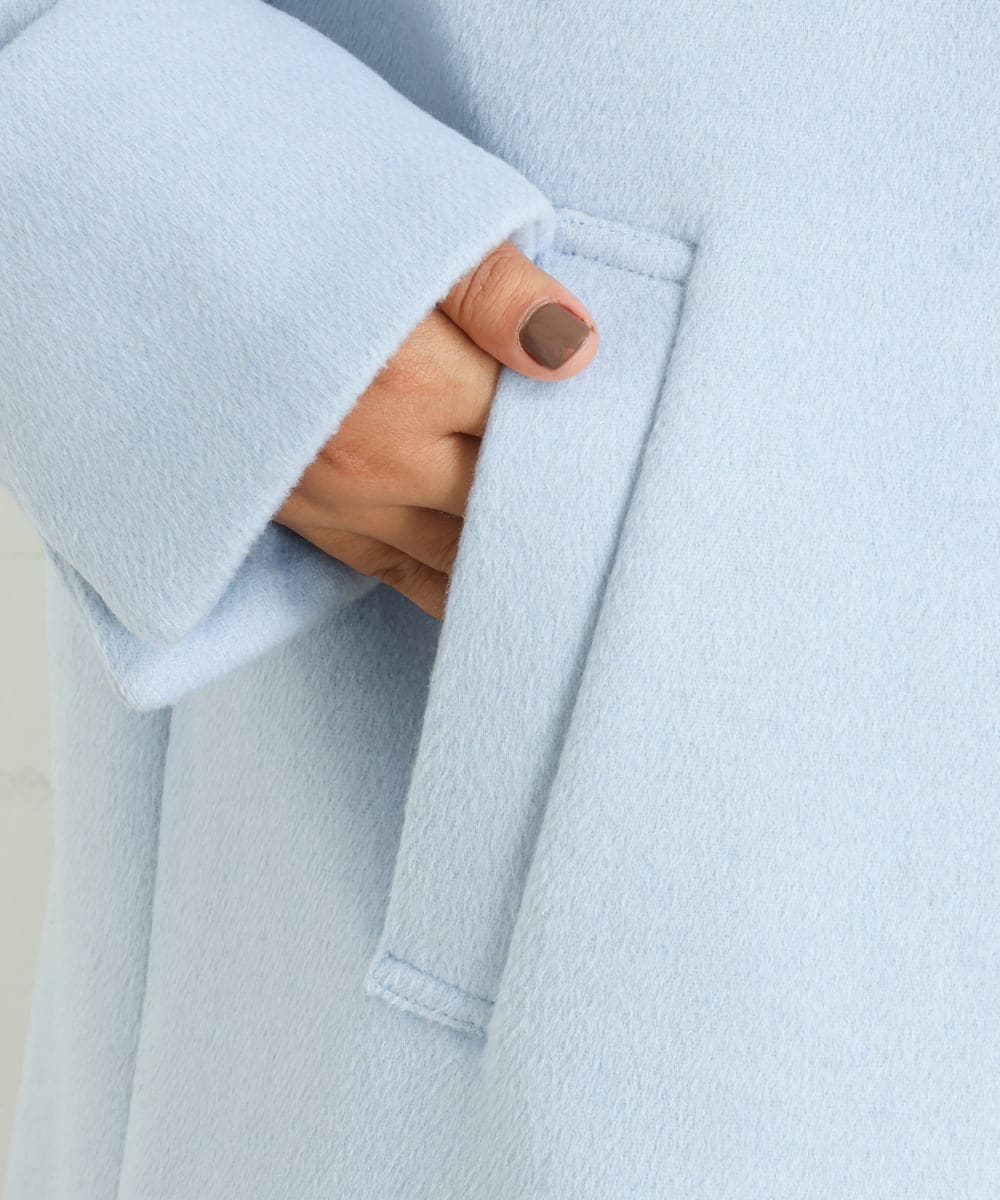 OLULP01270 eur3(エウルキューブ) 【大きいサイズ】カシミヤ混ロングコート ライトブルー(50)