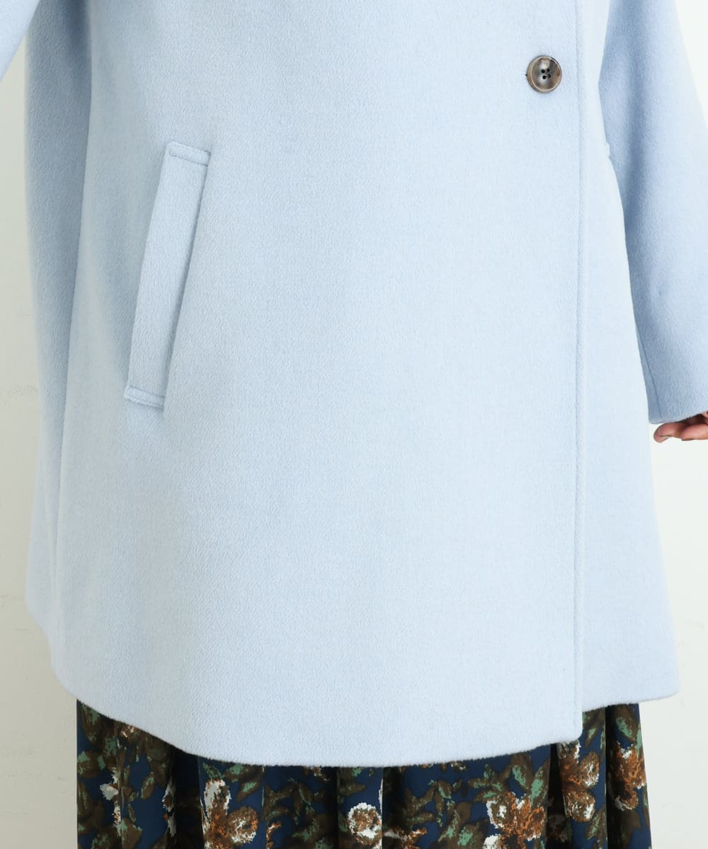 OLULP01270 eur3(エウルキューブ) 【大きいサイズ】カシミヤ混ロングコート ライトブルー(50)