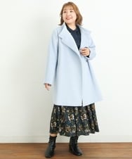 OLULP01270 eur3(エウルキューブ) 【大きいサイズ】カシミヤ混ロングコート ライトブルー(50)
