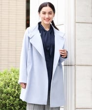 OLULP01270 eur3(エウルキューブ) 【大きいサイズ】カシミヤ混ロングコート ライトブルー(50)
