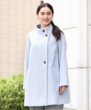 OLULP01270 eur3(エウルキューブ) 【大きいサイズ】カシミヤ混ロングコート ライトブルー(50)