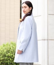 OLULP01270 eur3(エウルキューブ) 【大きいサイズ】カシミヤ混ロングコート ライトブルー(50)