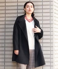 OLULP01270 eur3(エウルキューブ) 【大きいサイズ】カシミヤ混ロングコート ブラック(94)