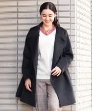 OLULP01270 eur3(エウルキューブ) 【大きいサイズ】カシミヤ混ロングコート ブラック(94)