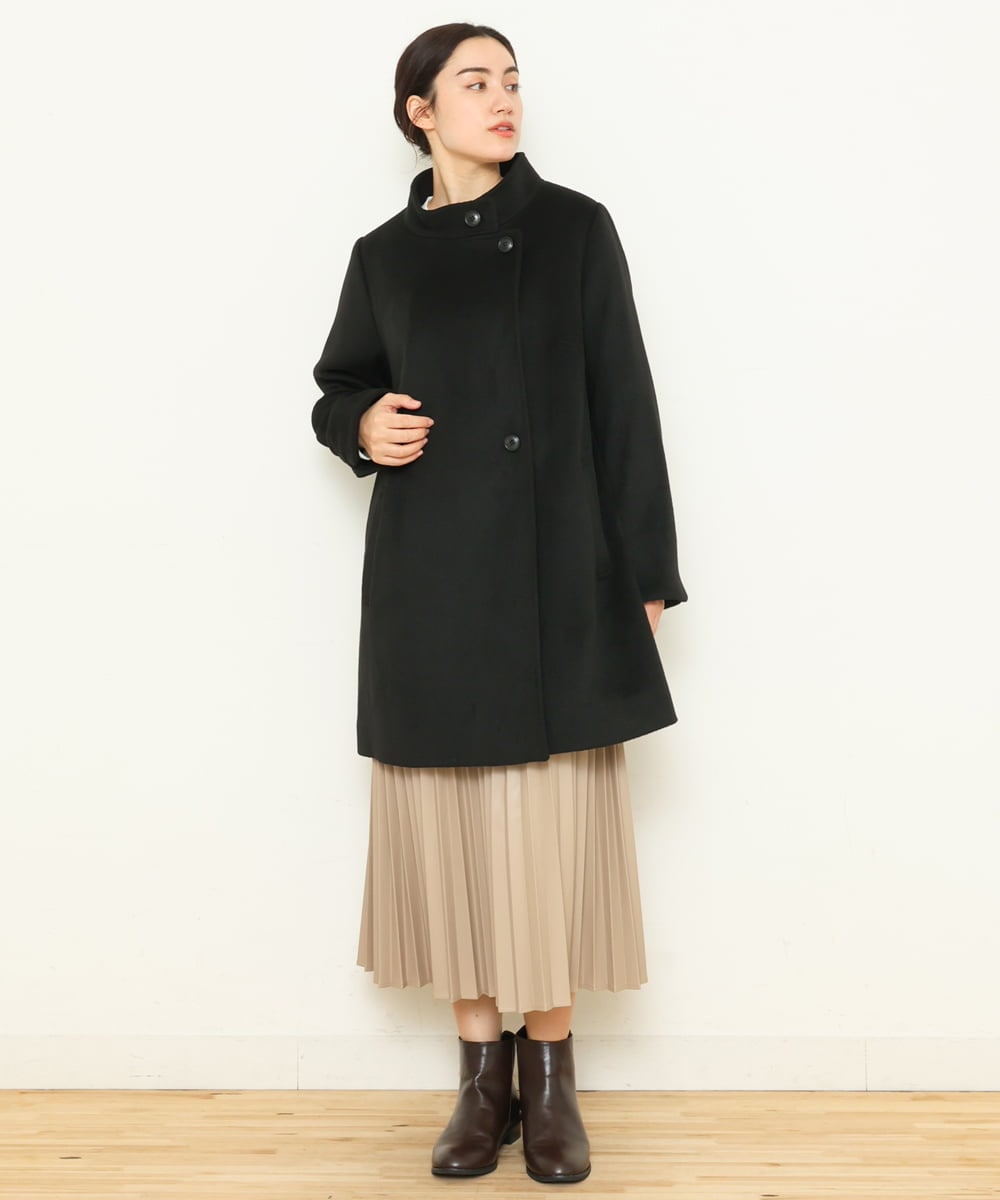 OLULP01270 eur3(エウルキューブ) 【大きいサイズ】カシミヤ混ロングコート ブラック(94)