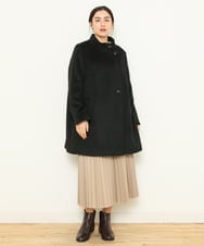 OLULP01270 eur3(エウルキューブ) 【大きいサイズ】カシミヤ混ロングコート ブラック(94)