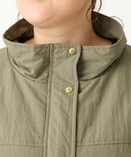 OLULS02259 eur3(エウルキューブ) 【大きいサイズ】ナイロンワッシャー中綿スタンドコート カーキ(36)