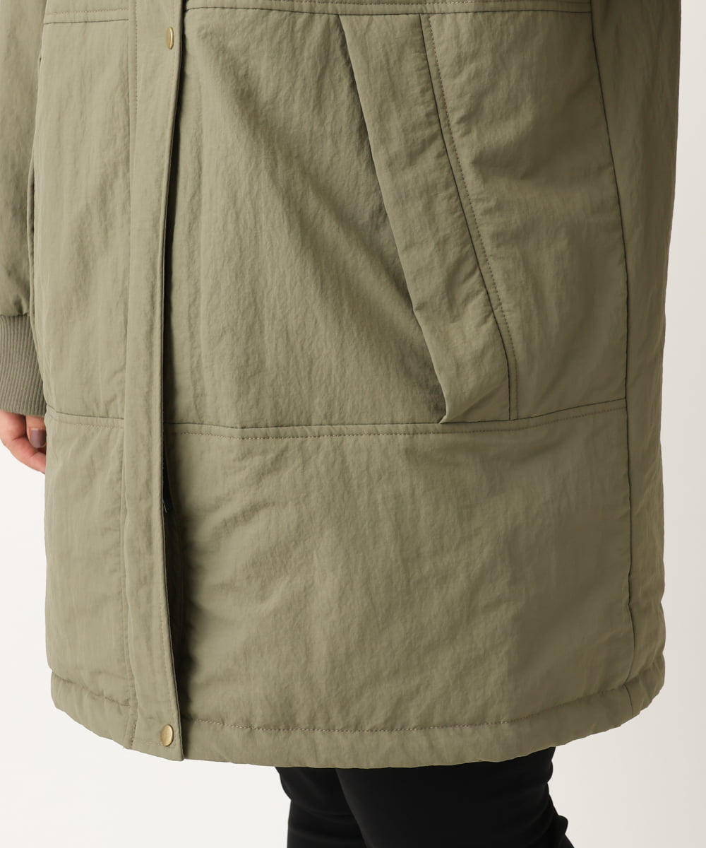 OLULS02259 eur3(エウルキューブ) 【大きいサイズ】ナイロンワッシャー中綿スタンドコート カーキ(36)