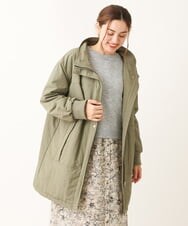 OLULS02259 eur3(エウルキューブ) 【大きいサイズ】ナイロンワッシャー中綿スタンドコート カーキ(36)