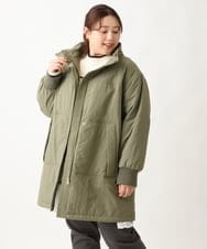 OLULS02259 eur3(エウルキューブ) 【大きいサイズ】ナイロンワッシャー中綿スタンドコート カーキ(36)