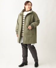 OLULS02259 eur3(エウルキューブ) 【大きいサイズ】ナイロンワッシャー中綿スタンドコート カーキ(36)