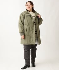 OLULS02259 eur3(エウルキューブ) 【大きいサイズ】ナイロンワッシャー中綿スタンドコート カーキ(36)