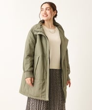 OLULS02259 eur3(エウルキューブ) 【大きいサイズ】ナイロンワッシャー中綿スタンドコート カーキ(36)