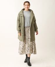 OLULS02259 eur3(エウルキューブ) 【大きいサイズ】ナイロンワッシャー中綿スタンドコート カーキ(36)
