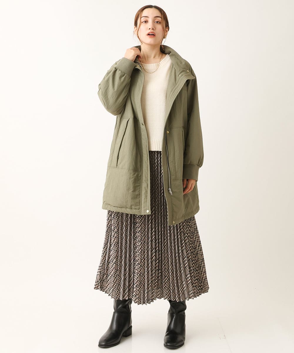 OLULS02259 eur3(エウルキューブ) 【大きいサイズ】ナイロンワッシャー中綿スタンドコート カーキ(36)