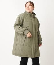 OLULS02259 eur3(エウルキューブ) 【大きいサイズ】ナイロンワッシャー中綿スタンドコート カーキ(36)