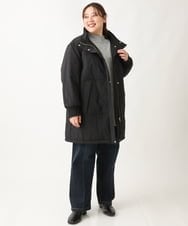 OLULS02259 eur3(エウルキューブ) 【大きいサイズ】ナイロンワッシャー中綿スタンドコート ブラック(94)