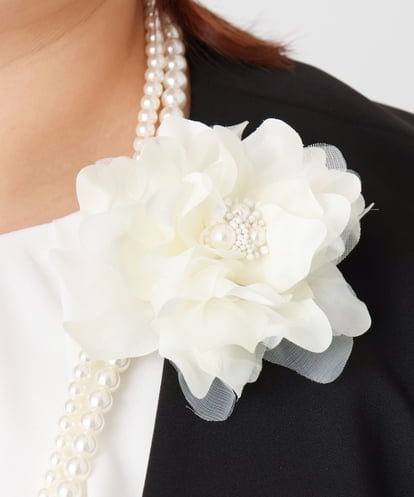 OZ2BD45054 eur3 2連パールネックレス×フラワーコサージュ