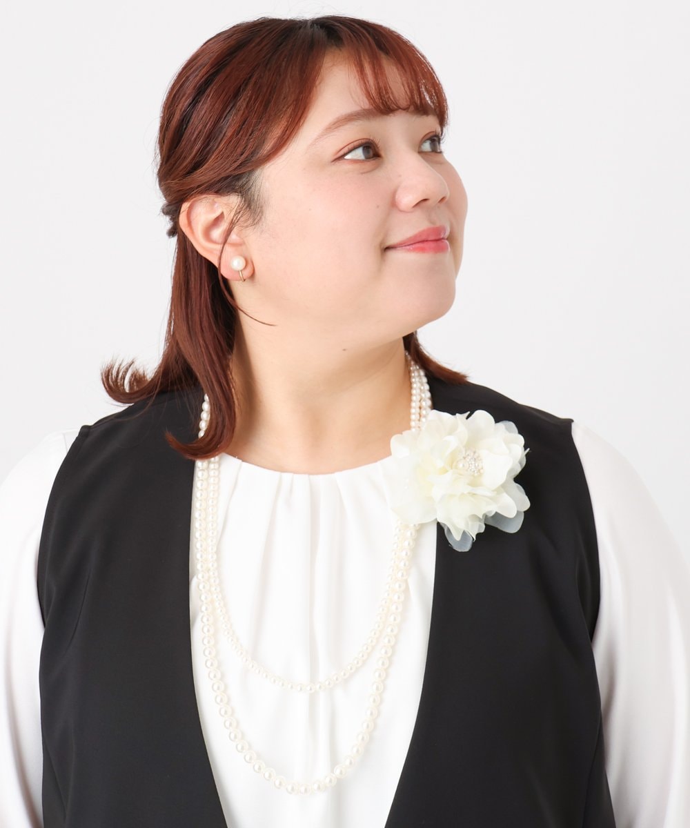 OZ2BD45054 eur3(エウルキューブ) 2連パールネックレス×フラワーコサージュ アイボリー