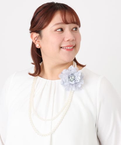 OZ2BD45054 eur3 2連パールネックレス×フラワーコサージュ