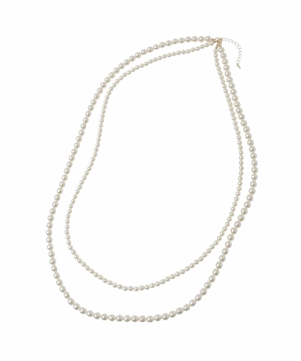 OZ2BD45054 eur3(エウルキューブ) 2連パールネックレス×フラワーコサージュ ネイビー