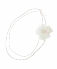 OZ2BD45054 eur3(エウルキューブ) 2連パールネックレス×フラワーコサージュ アイボリー