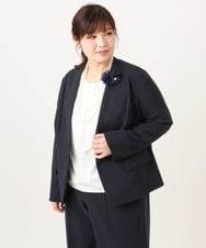 OZ2CD01054 eur3(エウルキューブ) コサージュ付き2連パールライクネックレス ネイビー