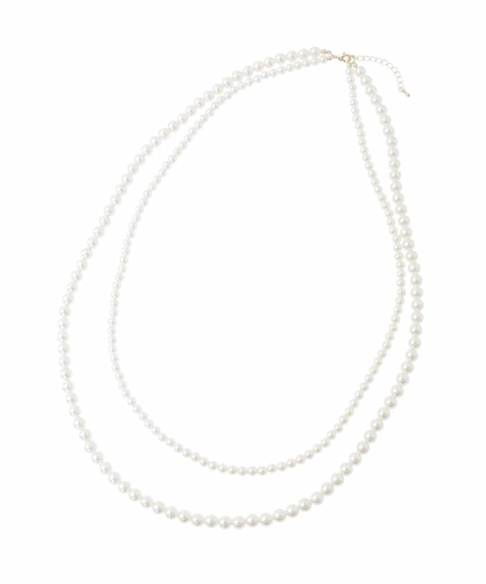 OZ2CD01054 eur3(エウルキューブ) コサージュ付き2連パールライクネックレス ネイビー