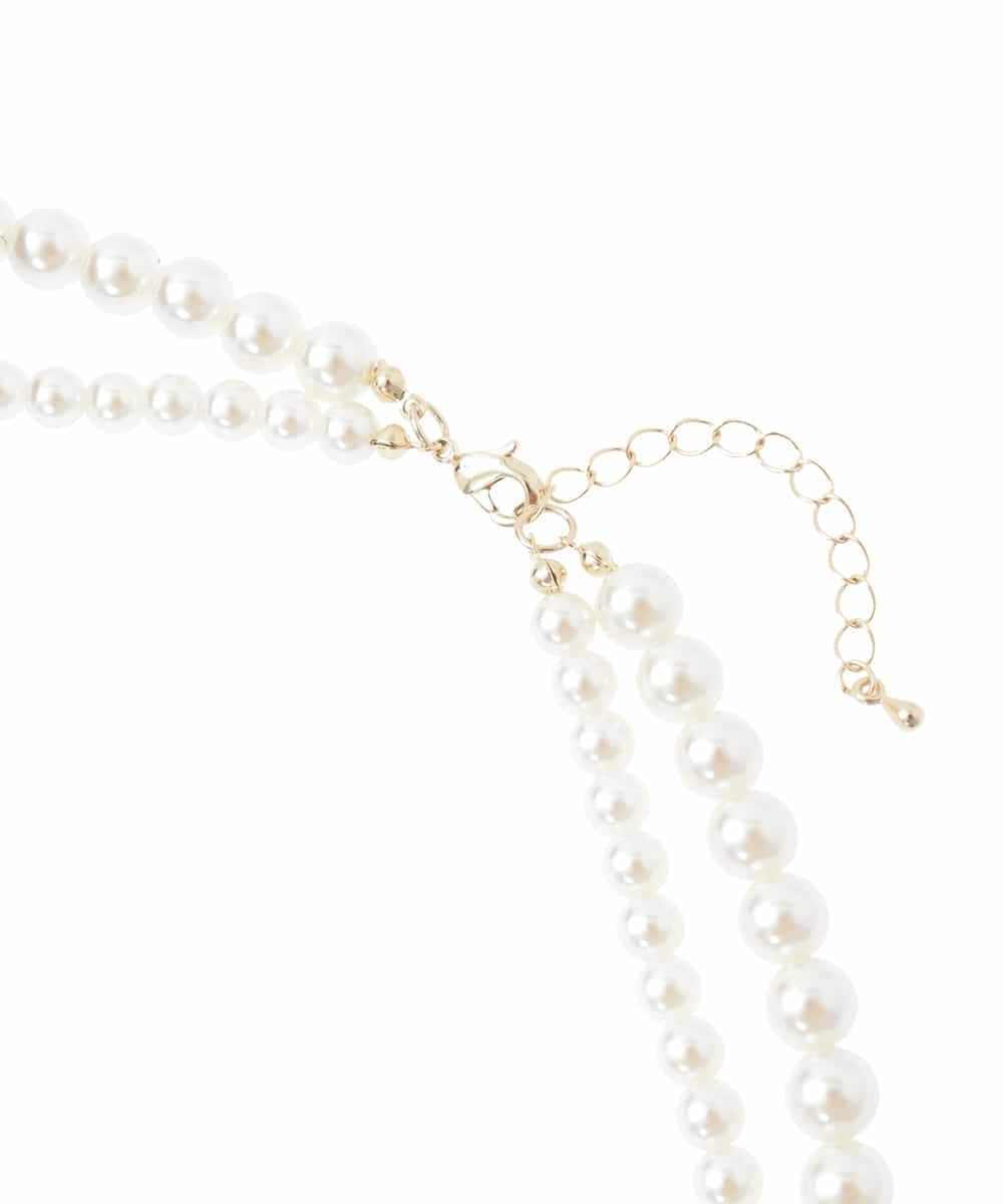 OZ2CD01054 eur3(エウルキューブ) コサージュ付き2連パールライクネックレス ネイビー