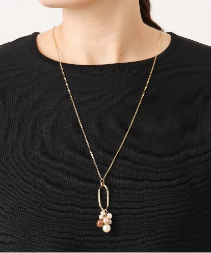 OZ2DD04039 eur3 メタルサークルパールモチーフネックレス