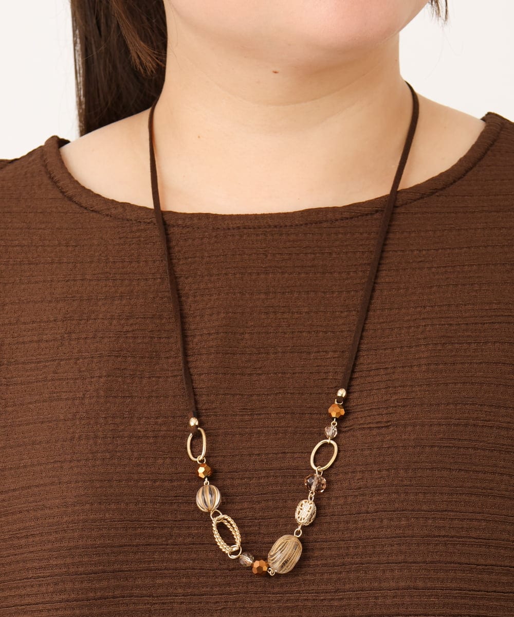 OZ2KD26039 eur3(エウルキューブ) メタル×ビーズコードネックレス ダークブラウン