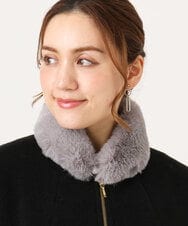 OZ3AD13039 eur3(エウルキューブ) ビジューポイントフェイクファーカラー グレー