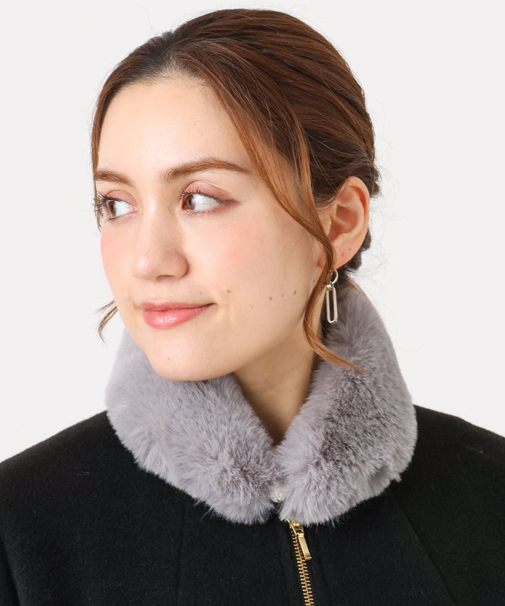 OZ3AD13039 eur3(エウルキューブ) ビジューポイントフェイクファーカラー グレー