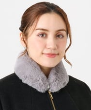 OZ3AD13039 eur3(エウルキューブ) ビジューポイントフェイクファーカラー グレー