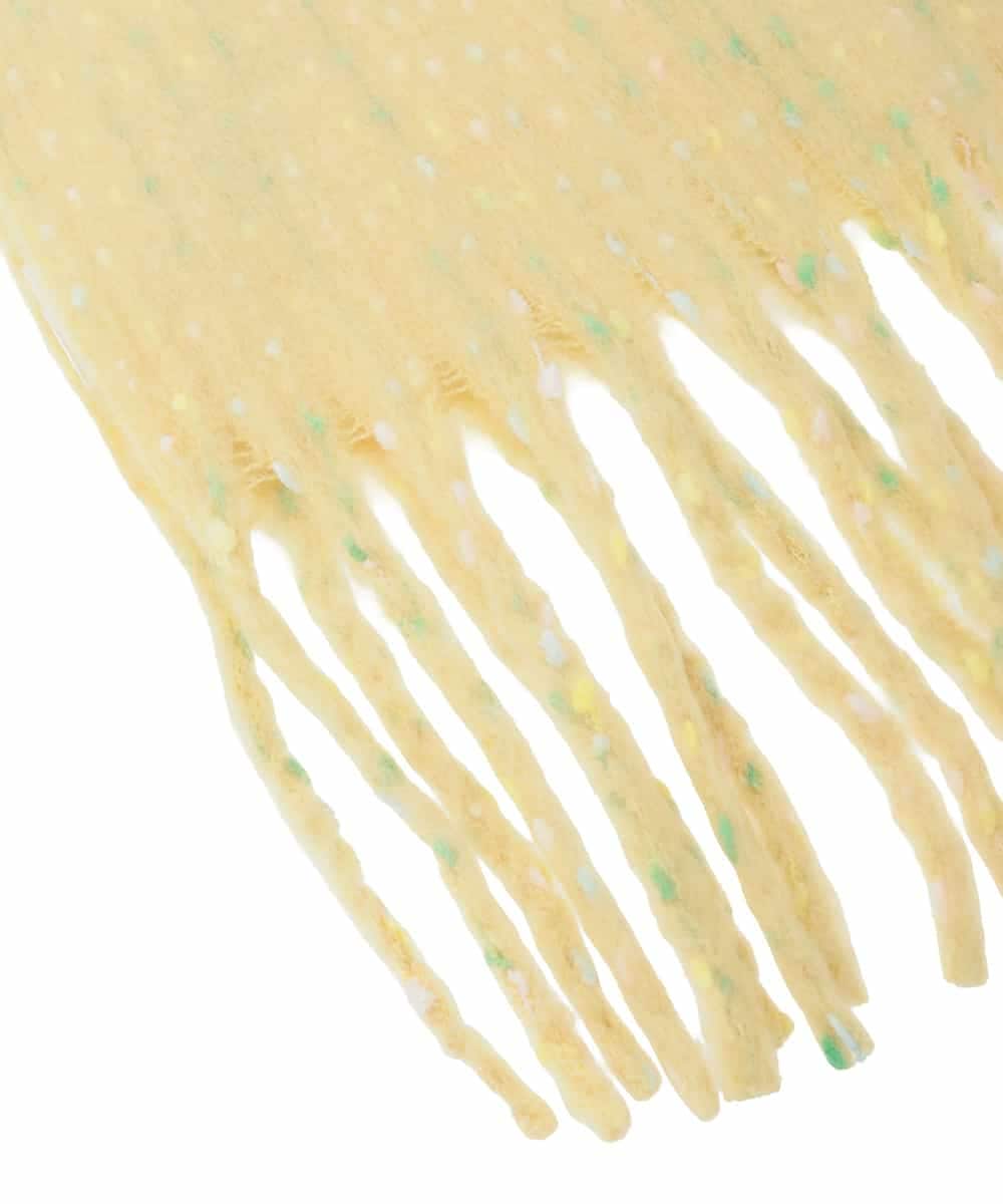 OZ3AD15049 eur3(エウルキューブ) カラーネップロングフリンジデザインマフラー ライトイエロー