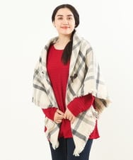 OZ3AS13060 eur3(エウルキューブ) チェック柄ブランケットポンチョ アイボリー(80)