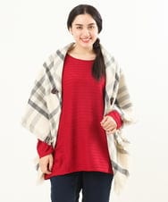 OZ3AS13060 eur3(エウルキューブ) チェック柄ブランケットポンチョ アイボリー(80)