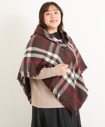 OZ3AS13060 eur3 チェック柄ブランケットポンチョ